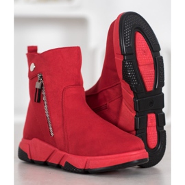 SHELOVET Bottes en daim à la mode rouge 4