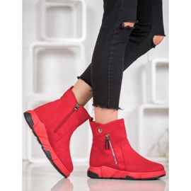 SHELOVET Bottes en daim à la mode rouge 5