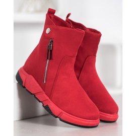 SHELOVET Bottes en daim à la mode rouge 2