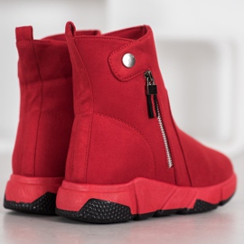 SHELOVET Bottes en daim à la mode rouge 3