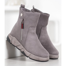 SHELOVET Bottes en daim à la mode gris 4
