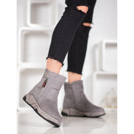SHELOVET Bottes en daim à la mode gris 2