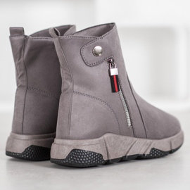 SHELOVET Bottes en daim à la mode gris 3