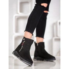 SHELOVET Bottes en daim à la mode le noir 1