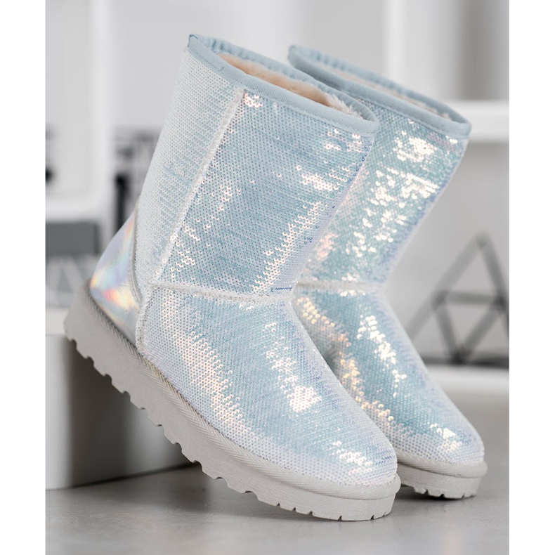 SHELOVET Mukluki Avec Paillettes blanche 2