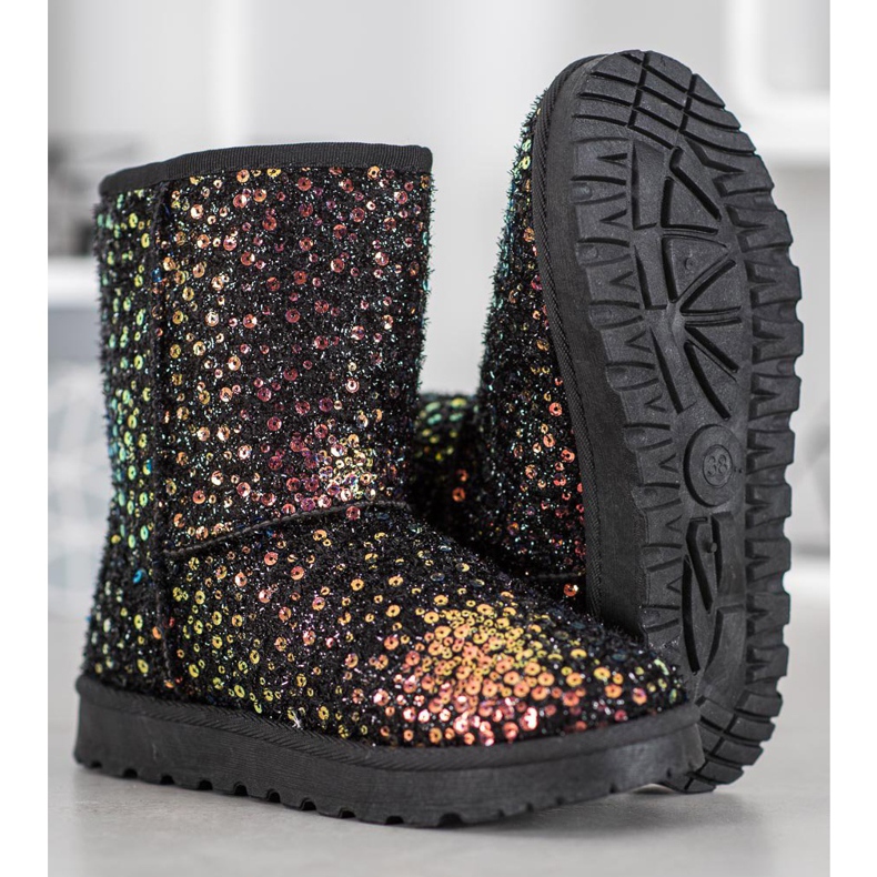 SHELOVET Mukluki chaud avec des paillettes noir 1