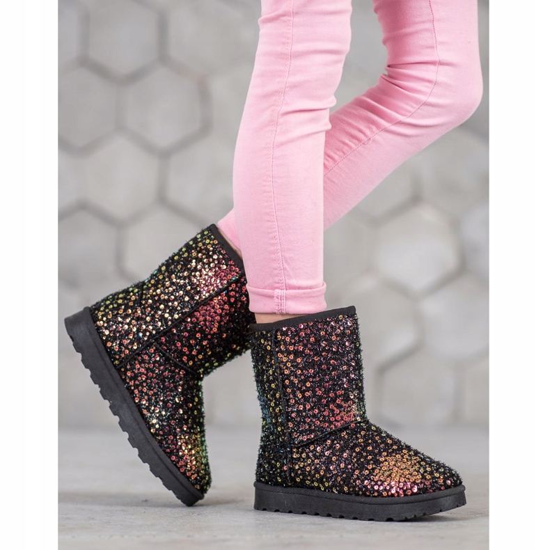 SHELOVET Mukluki chaud avec des paillettes le noir 2 SHELOVET Mukluki chaud avec des paillettes le noir 2