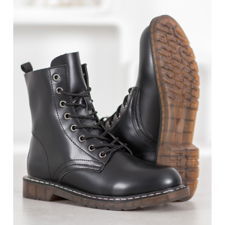 Kylie Trappeurs élégants avec cuir écologique noir 1