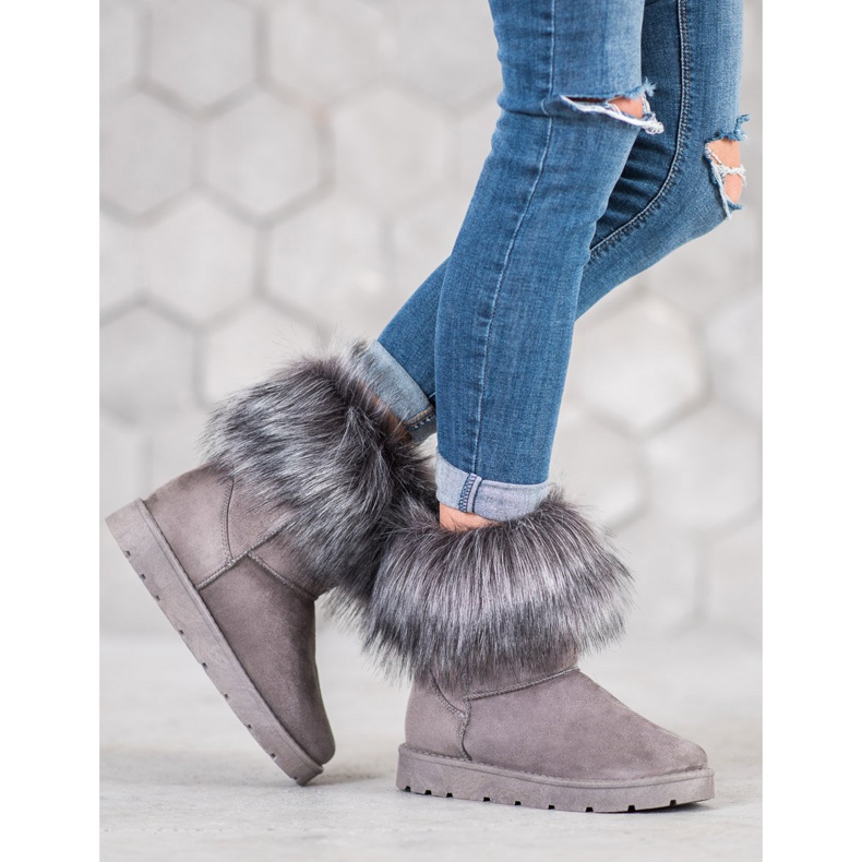 SHELOVET Mukluki gris avec fourrure 1 SHELOVET Mukluki gris avec fourrure 1