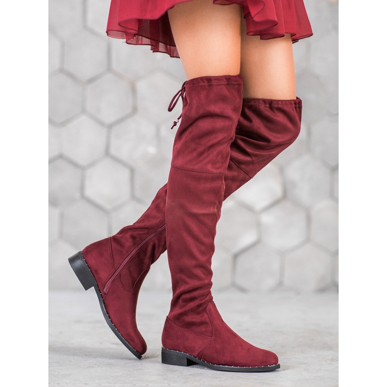 Seastar Bottines plates en daim rouge 1