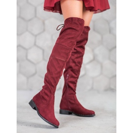 Seastar Bottines plates en daim rouge 2