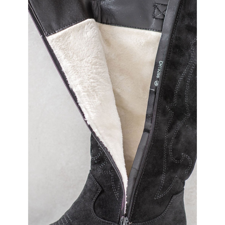 Abloom Bottes de cowboy en daim le noir 1