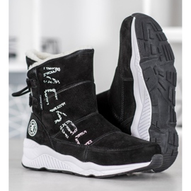 McKey Bottes de neige en cuir le noir 2