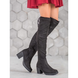 SHELOVET Bottes à plateforme en daim le noir 2