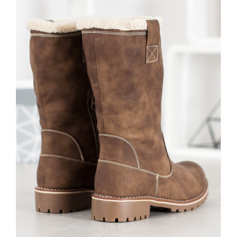 SDS Bottes chaudes en cuir écologique brun 1 SDS Bottes chaudes en cuir écologique brun 1