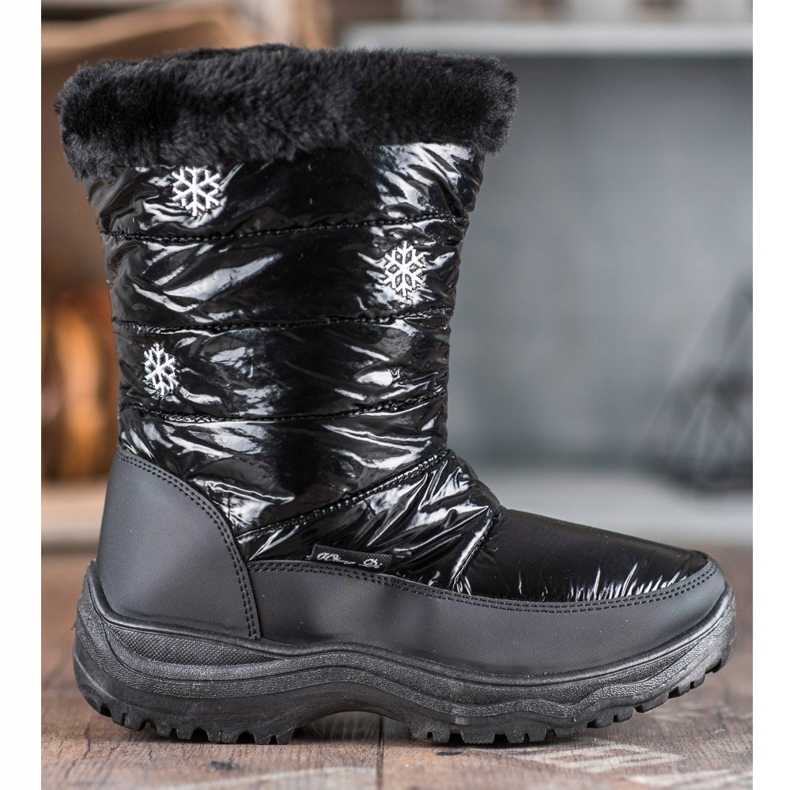 SHELOVET Bottes de neige confortables avec fourrure noir 2