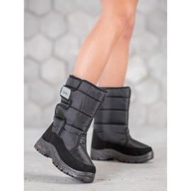 SHELOVET Bottes de neige chaudes avec velcro noir 1