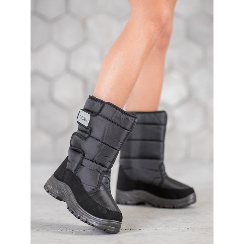 SHELOVET Bottes de neige chaudes avec velcro le noir 1