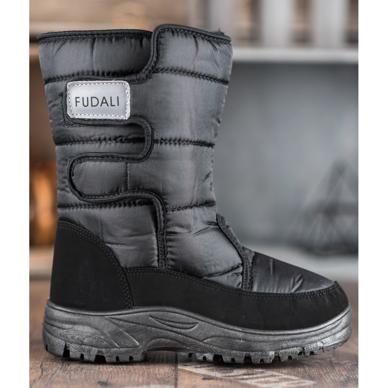 SHELOVET Bottes de neige chaudes avec velcro noir 2