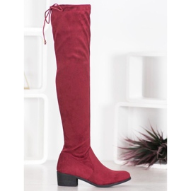 Small Swan Bottes marron au-dessus du genou rouge 1