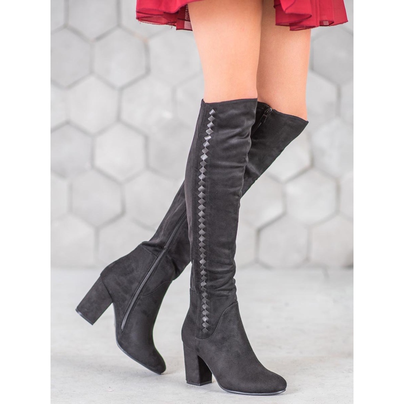 SDS Bottines à talons en daim le noir 1