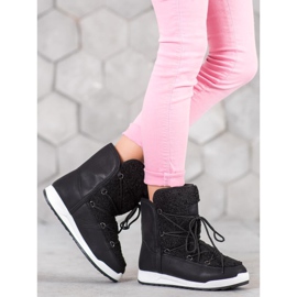 Small Swan Bottes d'hiver en peau de mouton noir 1