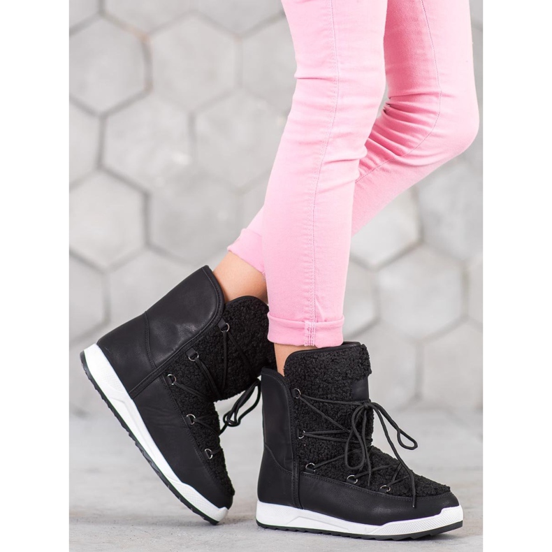 Small Swan Bottes d'hiver en peau de mouton noir 1