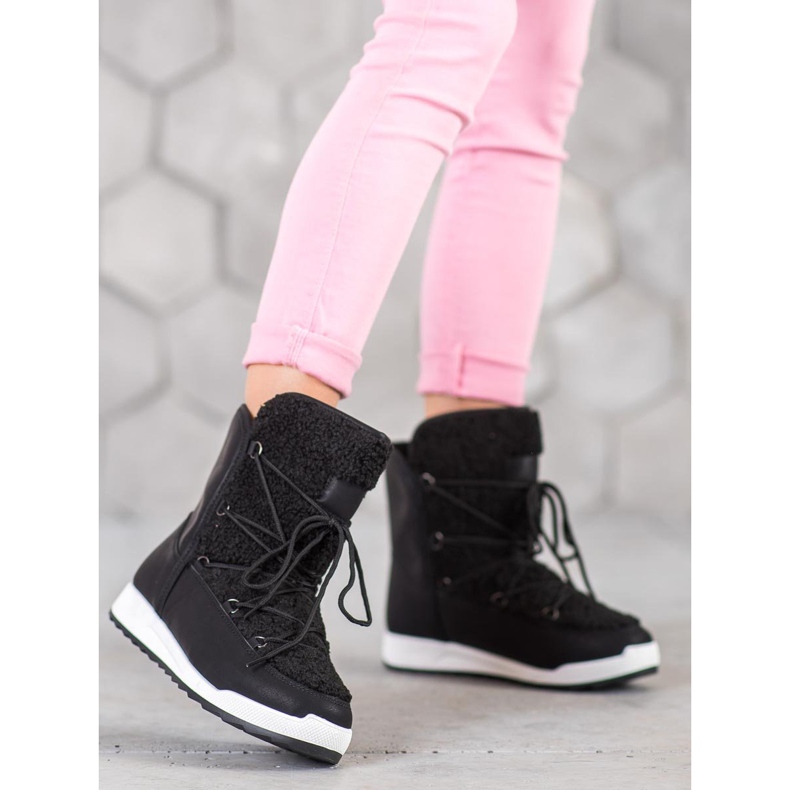 Small Swan Bottes d'hiver en peau de mouton le noir 2