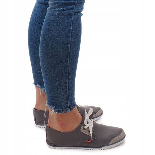 Baskets à lacets grises en lycra CC8518 1