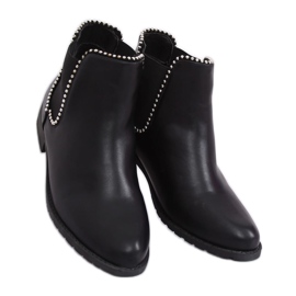 Bottines Chelsea noires à perles Q-30 Noir 1