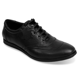 Chaussures en cuir à lacets LJ39 Noir le noir 1