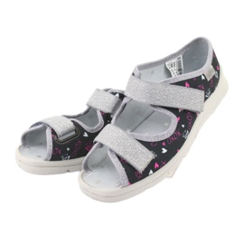 Slippers pour enfants de Befado 969y144 le noir rose gris 3