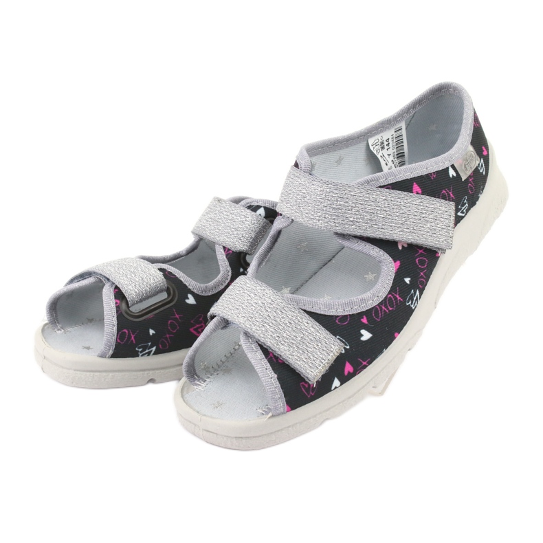 Slippers pour enfants de Befado 969y144 noir rose gris 3