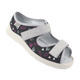 Slippers pour enfants de Befado 969y144 le noir rose gris 1