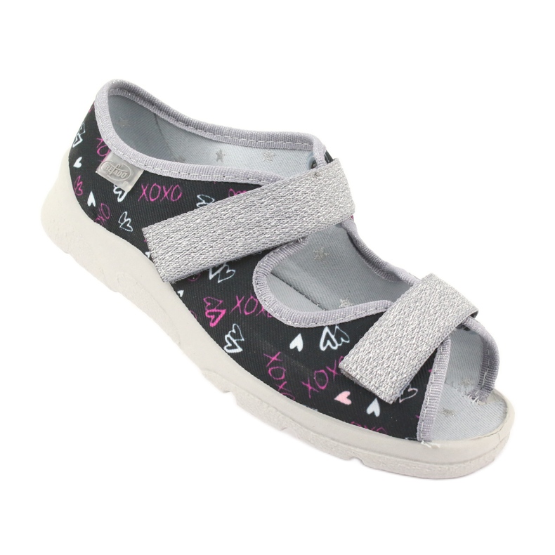 Slippers pour enfants de Befado 969y144 noir rose gris 1