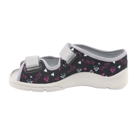 Slippers pour enfants de Befado 969y144 noir rose gris 2