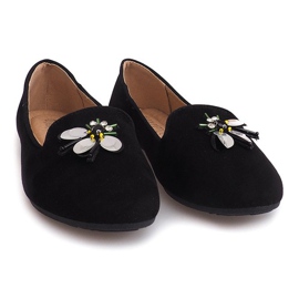 Ballerines en daim avec crâne 9988 noir le noir 1