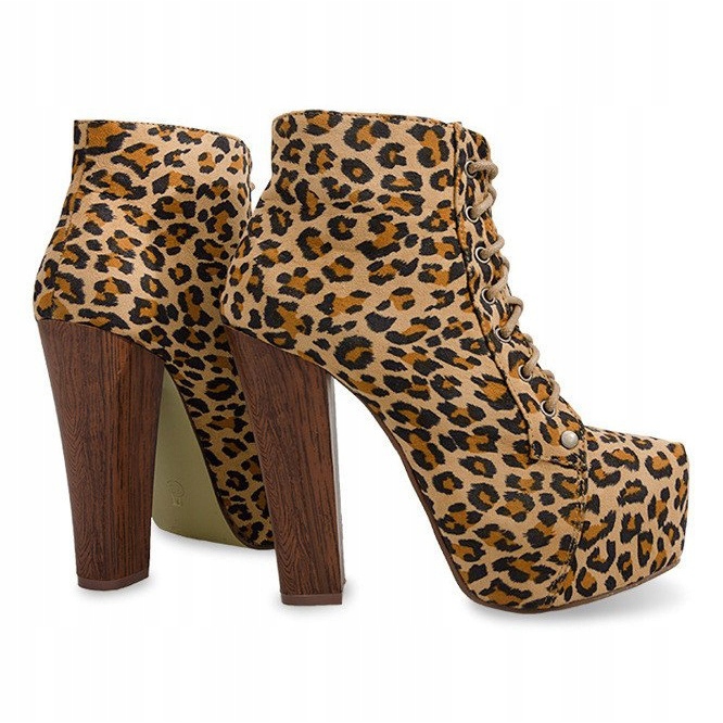 Bottes Unie À Talon E347 Beige brun le noir multicolore 1