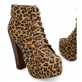 Bottes Unie À Talon E347 Beige brun le noir multicolore 2