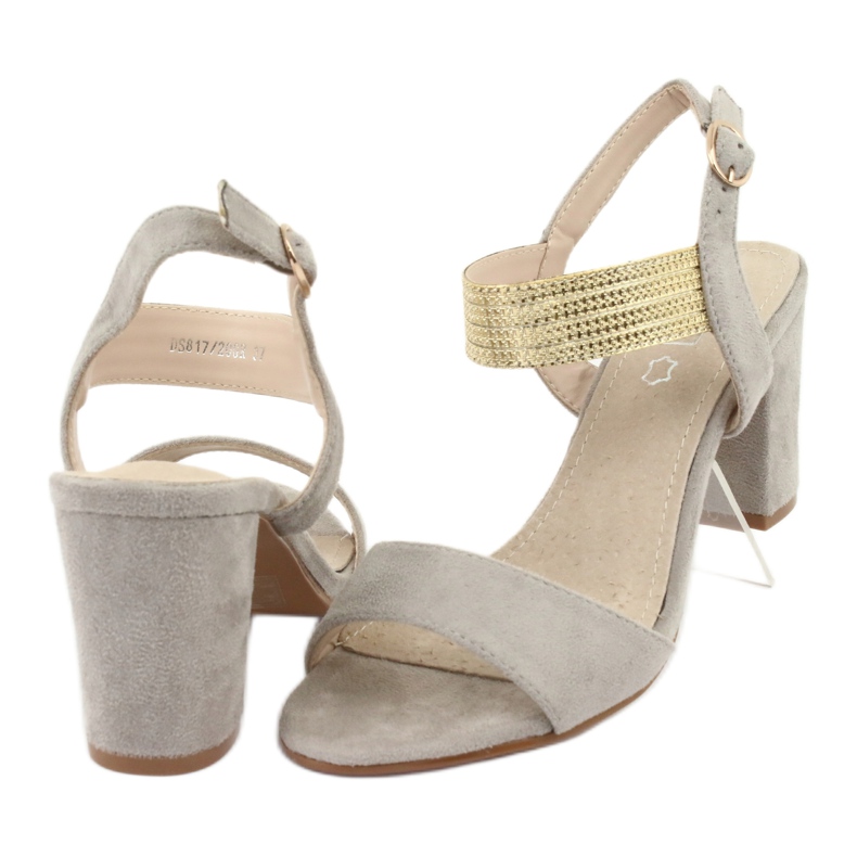 Sandales sur le poteau Filippo DS817 gris / or jaune 4