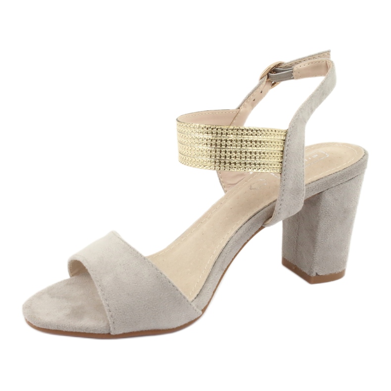 Sandales sur le poteau Filippo DS817 gris / or jaune 2