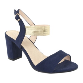 Sandales sur le poste de Filippo DS817 bleu marine / or 1