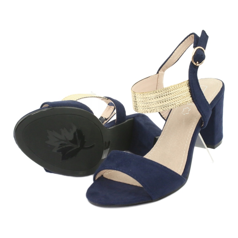 Sandales sur le poste de Filippo DS817 bleu marine / or 5