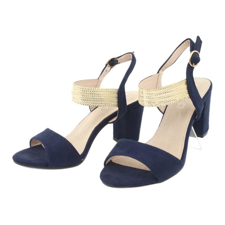 Sandales sur le poste de Filippo DS817 bleu marine / or 3