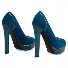 Escarpins Classiques Sur La Plateforme 805 Bleu vert 2