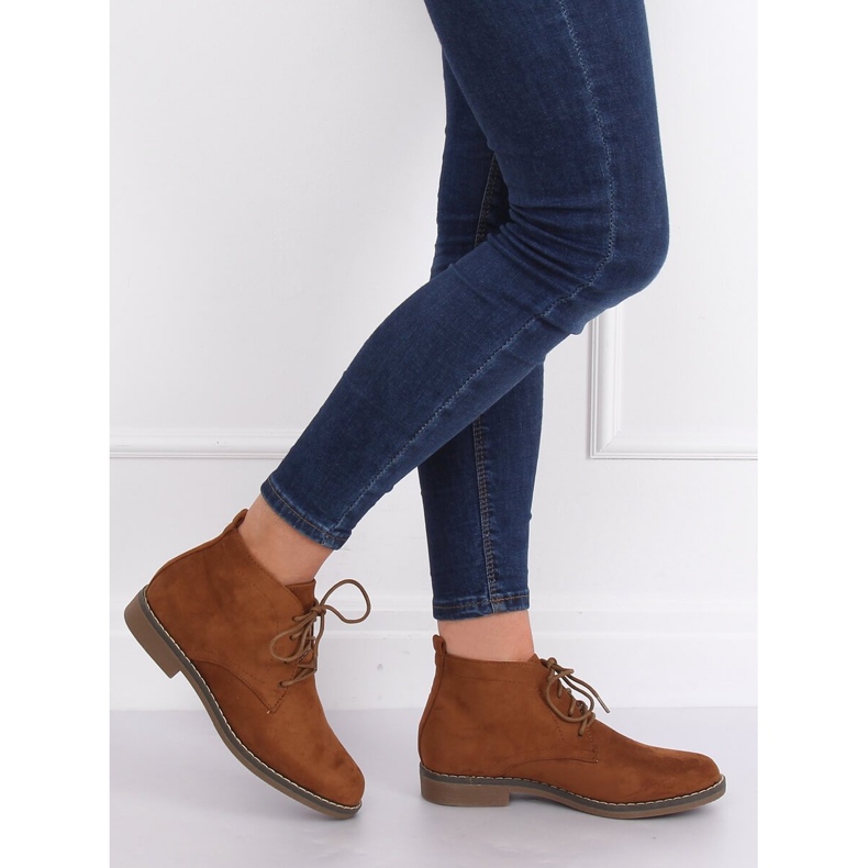 Bottines à lacets camel 8B977 Camel brun 1