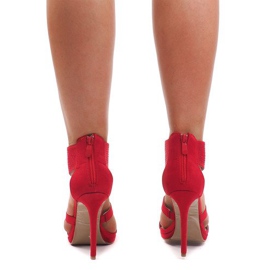 Sandales en daim sur un talon haut S239 Rouge 4