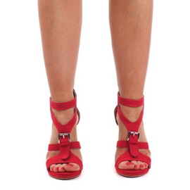 Sandales en daim sur un talon haut S239 Rouge 1