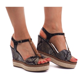 Sandales Compensées Espadrilles FY8286 Noir le noir 3