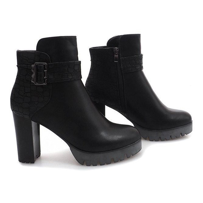 Bottes chaudes sur un talon TL-10 Noir le noir 1